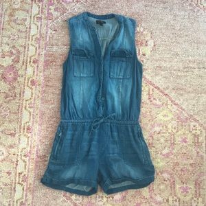 Denim romper.